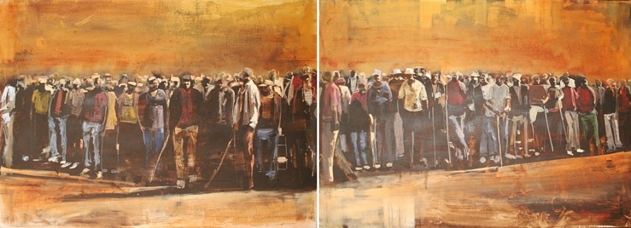 RICKY DYALOYI, Knocking on 2 (Diptych)
2011, Mixed Media on Canvas