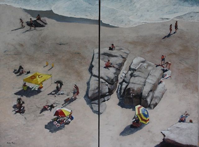 DENBY MEYER, Down on the Beach (Diptych)
2015, Oil on Canvas