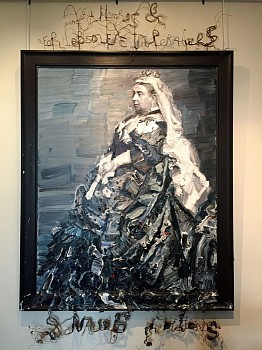 for imaginary hazards obsolete imperatives & naive predictions 2015 oil and copper wire on superwood and frame 180 x 140cm. 1