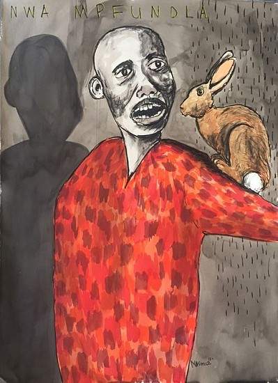 COLBERT MASHILE, Mwa Mpfundla
Charcoal, Ink and Pastel on Paper