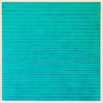 Monochrome Turchese I 2015 acrylic on tape on canvas 100x100