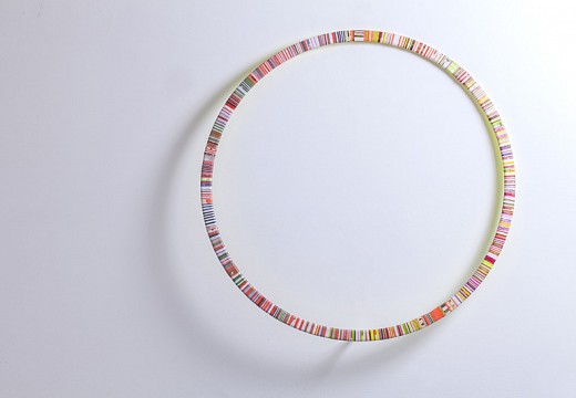 02 Elios 2016 acrilico su nastro carta su legno tondo 71x71x12 cm