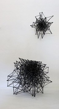 beth diane armstrong. satellite. 2014. mild steel. 70 x 70 x 56cm and 40 x 45 x 50cm