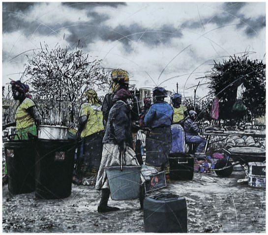 PHILLEMON HLUNGWANI, Women Show Their Beauty by What They Do
2016, Charcoal and Pastel on Paper