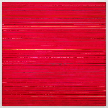 wac17437 monochrome red 2015 acrylic on tape on canvas 100x101