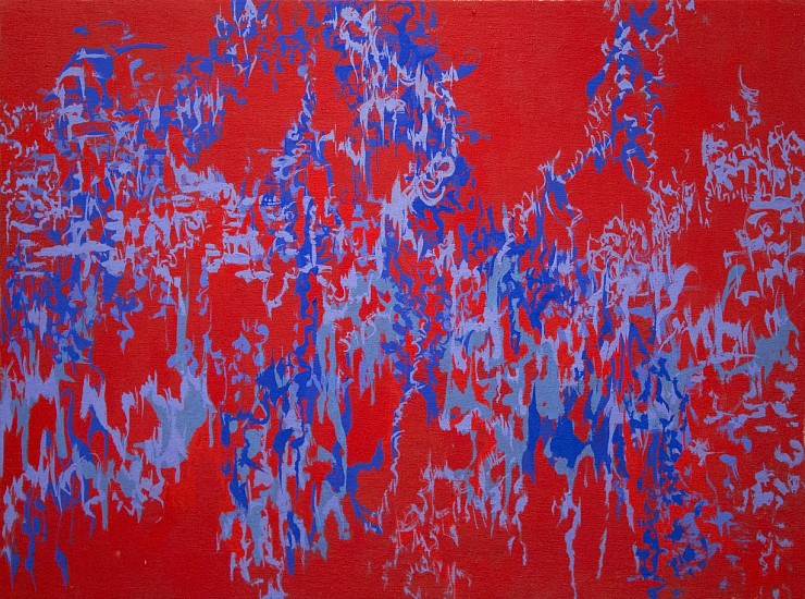 ARABELLA CACCIA, COMPOSITION IN CADMIUM RED AND ULTRAMARINE
2017, MILK PAINT ON HEMP CANVAS