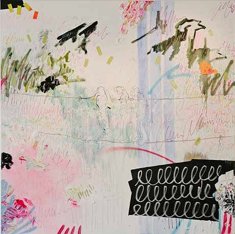 ELIZE VOSSGÄTTER, A VOYAGE OF FOLLY
2017, OIL PAINT, SHARPIES, BEESWAX, PIGMENT, CHALKBOARD PAINT, PENCIL & TAPE ON CANVAS