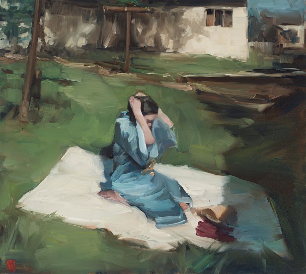 SASHA HARTSLIEF, GIRL ON THE GRASS
2018, Oil on Canvas