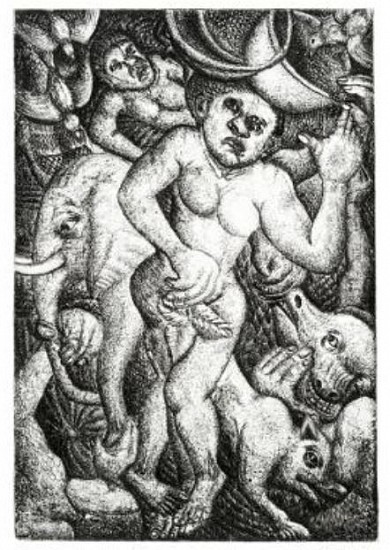 MMAKGABO MMAPULA MMANKGATO HELEN SEBIDI, EVE IN THE GARDEN
Etching