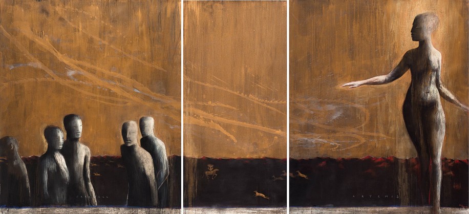 DEBORAH BELL, FAREWELL ARTEMIS (TRIPTYCH)
2018, Mixed Media on Paper