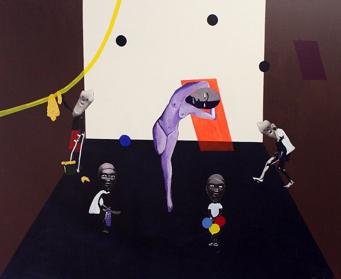 TERESA KUTALA FIRMINO, BALANCING KWAKWETE (DISAPPOINTMENT)
2019, ACRYLIC AND COLLAGE ON CANVAS