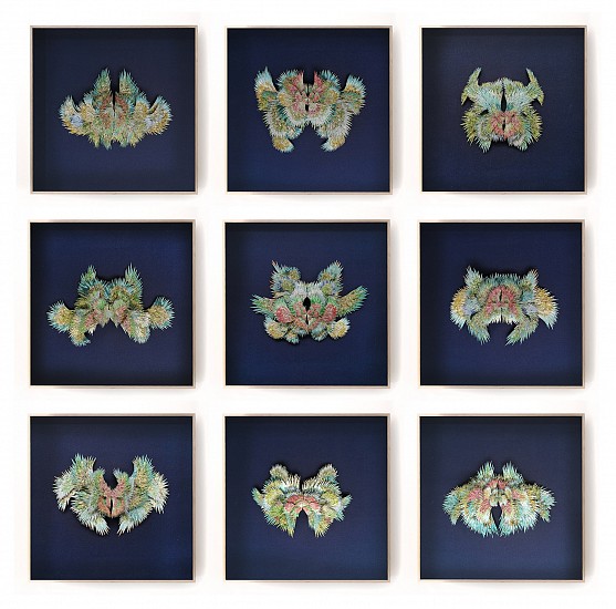 WILDENBOER BARBARA, RECAPITULATION THEORY I - IX
2020, PAPER SCULPTURE MOUNTED ON OXFORD CLOTH