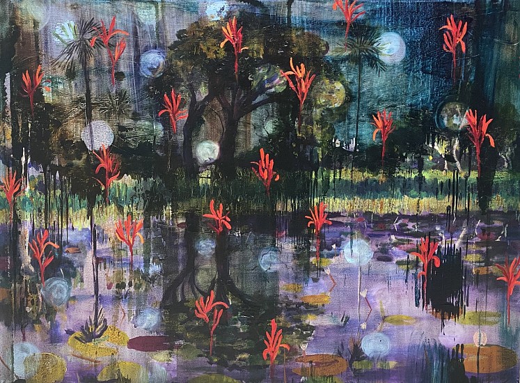 BEEZY BAILEY, REMEMBER WHEN THE RAIN WAS HUGE AND BUBBLES ROSE UP FROM PURPLE DEPTHS AND THE FORESTS ECHOED WITH THE LAUGHTER OF A MILLION BIRDS, FROGS, INSECTS AND CREATURES? LET NOT THE ORCHESTRA OF LIFE FALL SILENT.
Mixed Media on Canvas