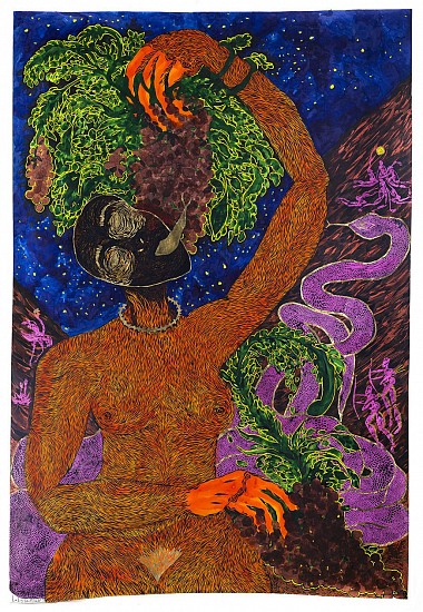LADY SKOLLIE, EAT THE FRUIT BY YOURSELF, ALL OF IT, FEEL THE SNAKE SLITHER
2018, MIXED MEDIA ON FABRIANO