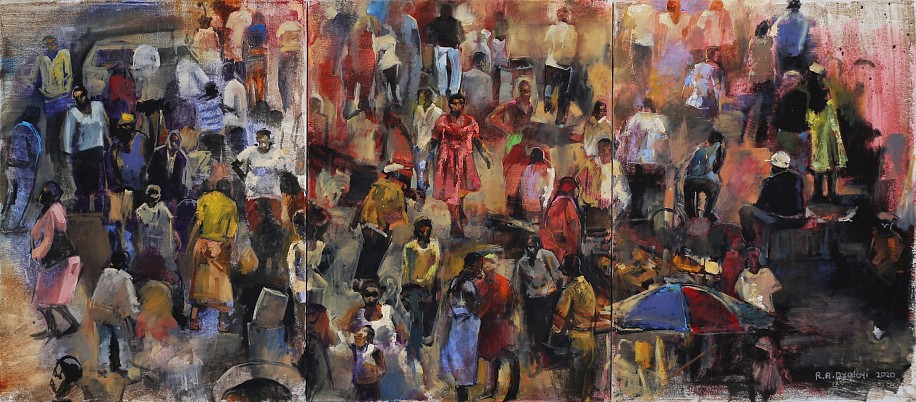 RICKY DYALOYI, MANY WORLDS AWAITS US I (TRIPTYCH)
2020, Mixed Media on Canvas