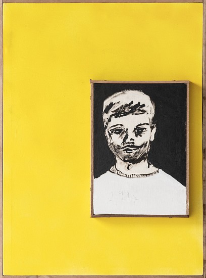 BRETT CHARLES SEILER, BOY BORN IN 1994, WITH YELLOW
2019, BITUMEN, ROOF PAINT AND SPRAYPAINT ON CANVAS
