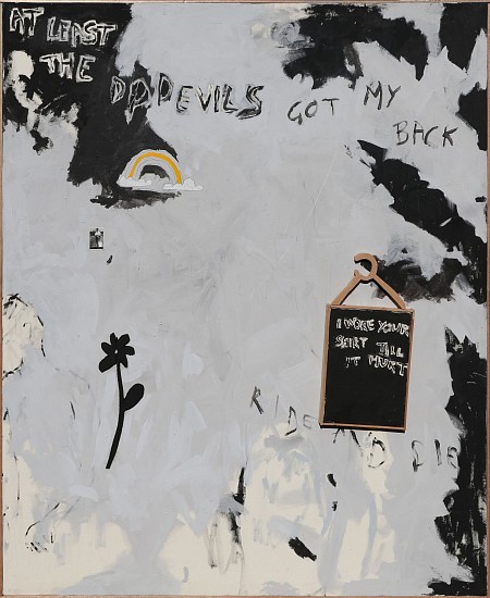 BRETT CHARLES SEILER, I WORE YOUR SHIRT TILL IT HURT
2019, ACRYLIC, CHALK, WOOD, SUPERWOOD, FOUND PHOTOGRAPH AND PENCIL ON ON CANVAS