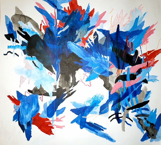 JUSTIN SOUTHEY, AILES
2020, MIXED MEDIA ON STITCHED PAPER