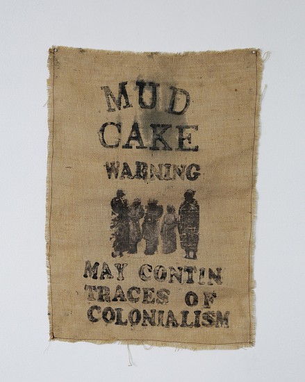 HELENA UAMBEMBE, (MAY CONTAIN TRACES OF) COLONIALISM
2021, HAND PRINT, IMAGE TRANSFER AND COTTON THREAD ON HESSIAN
