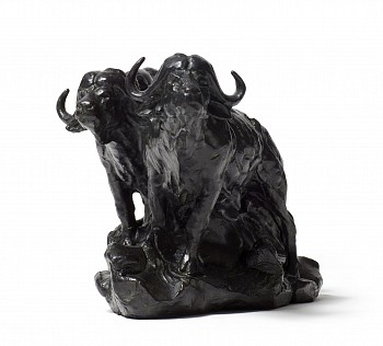 s398 buffalo bull pair miniature