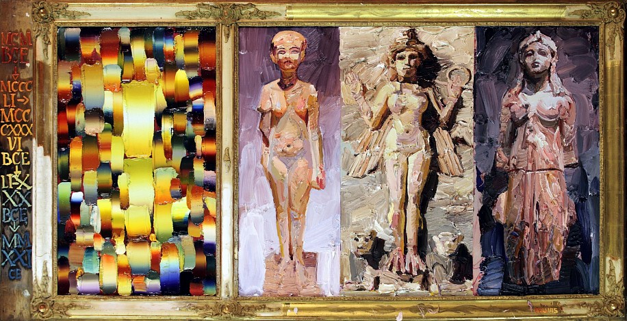 NIGEL MULLINS, THE THREE GODDESS SHRINE
2021, OIL ON WOOD AND FRAME