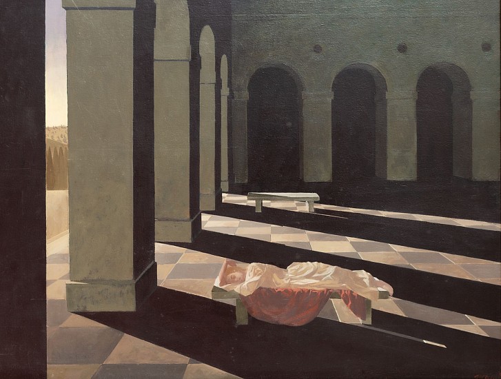 NEIL RODGER, THE LOGGIA (GIRL SLEEPING IN A COURTYARD)
Oil on Canvas