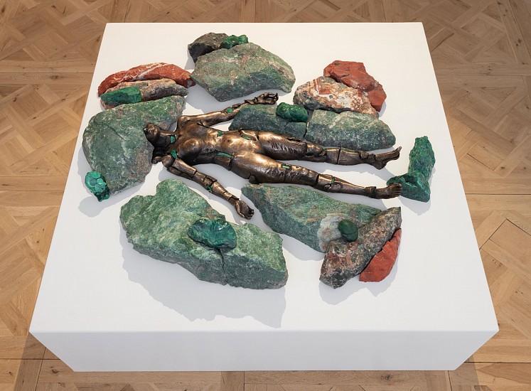 ANGUS TAYLOR, ABSORBED I
2021, BRONZE, PRASIOLITE AND MALACHITE