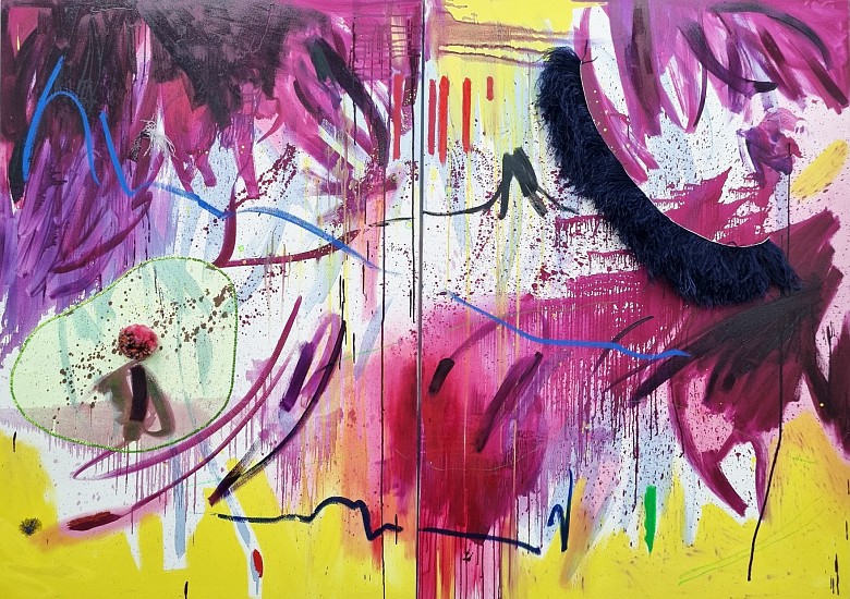 LIZA GROBLER, BIRTH OF A NEW DAY (DIPTYCH)
2022, OIL AND MIXED MEDIA ON CANVAS