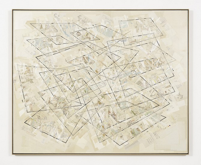 GERHARD MARX, RAFT CARTOGRAPHY
2020, RECONFIGURED MAP FRAGMENTS ON CANVAS