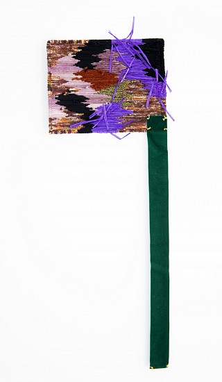 LIZEL STRYDOM, UNTITLED 15
2022, TAPESTRY CANVAS, WOOL, THREAD, RAFFIA STRAW AND VELVET RIBBON