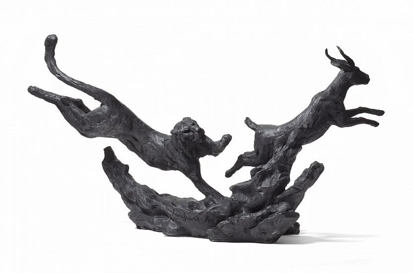 DYLAN LEWIS, S458 LEOPARD CHASING BUCK MAQUETTE II
2022, Bronze