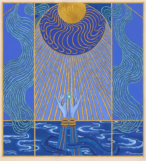 SHAKIL SOLANKI, BEFORE THEY START DIVING, LET US GREET THE SUN, THE AIR AND THE VAST OCEAN
2023, GOUACHE ON PAPER