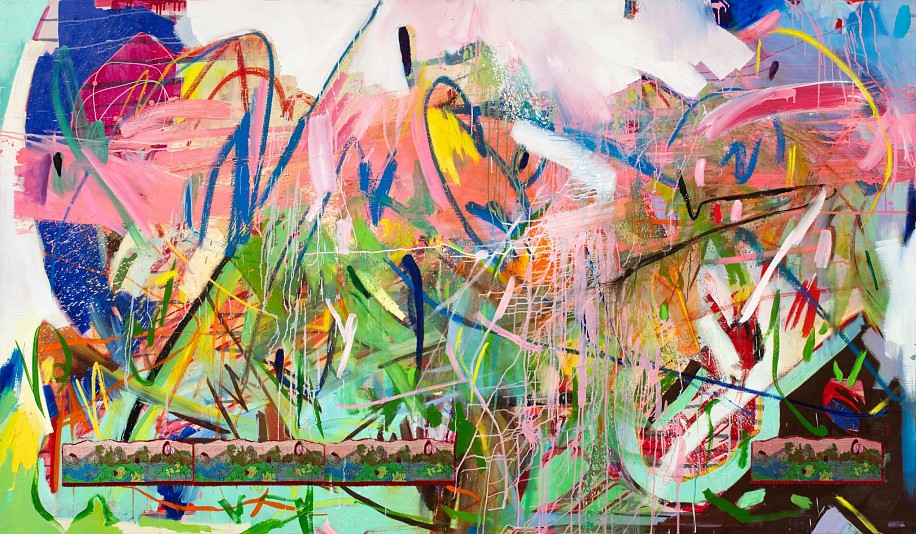 LIZA GROBLER, SOMERREÁ‹N (SUMMER RAIN)
2023, OIL AND EMBROIDERY ON CANVAS
