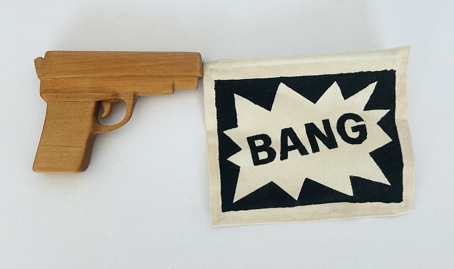 LUCA EVANS, BANG<br />/bæÅ‹/
2023, CANVAS, SILKSCREEN INK AND YELLOWWOOD