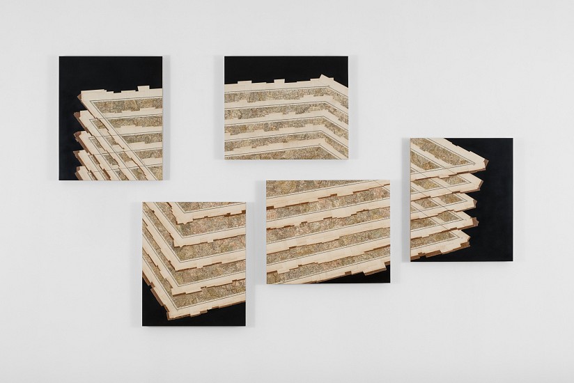 GERHARD MARX, SUBTERRAIN (IN PARTS)
2024, RECONFIGURED MAP FRAGMENTS ON BOARD