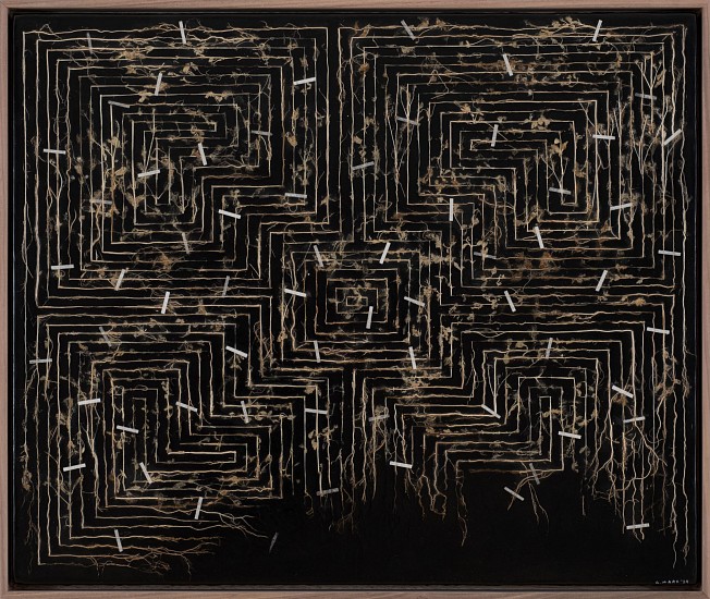 GERHARD MARX, A LONGER DISTANCE<br />
2024, PLANT MATERIAL & ACRYLIC GROUND ON BOARD