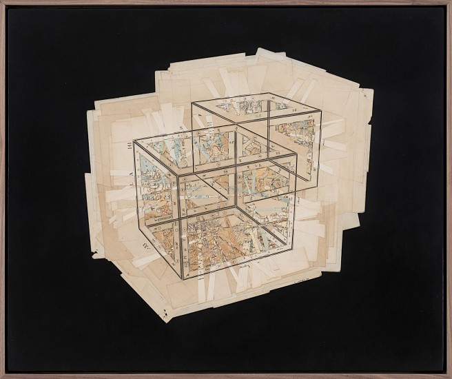 GERHARD MARX, THIN PLACE (DOUBLED)
2024, RECONFIGURED MAP FRAGMENTS ON BOARD