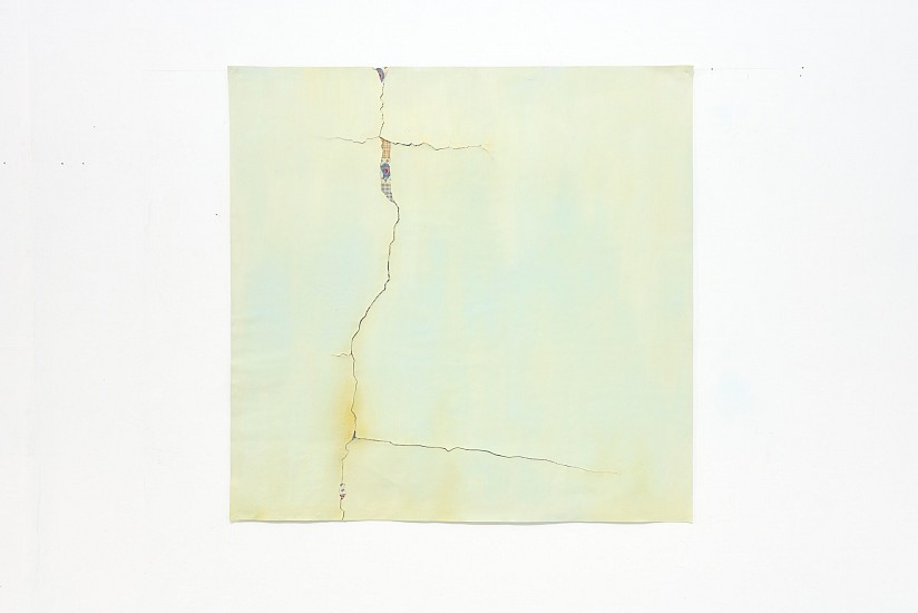 GUY SIMPSON, CRACK
2024, ACRYLIC AND WALL PAINT ON CANVAS, OLD TABLE CLOTH/CURTAIN
