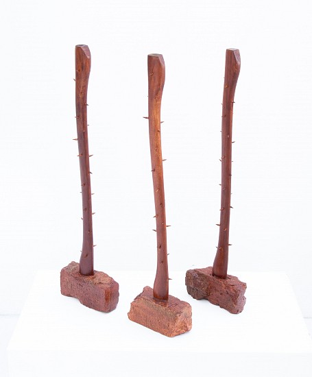WARREN MAROON, THE LAUGHING BOYS 1 -3
2022, FOUND BRICK AND WOODEN HANDLE