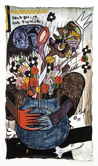 BLESSING NGOBENI, HONEYMOON EPISODE III
2025, MIXED MEDIA AND COLLAGE ON CANVAS