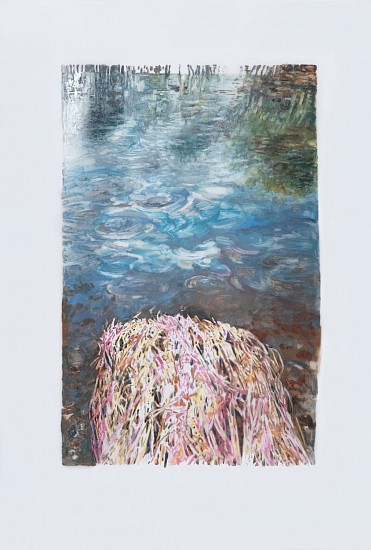 RINA STUTZER, WHERE THE POOL UNFURLS ITS UNDERCLOUD, THERE SHE STREAMS II
2025, OIL ON BUMPH PAPER
