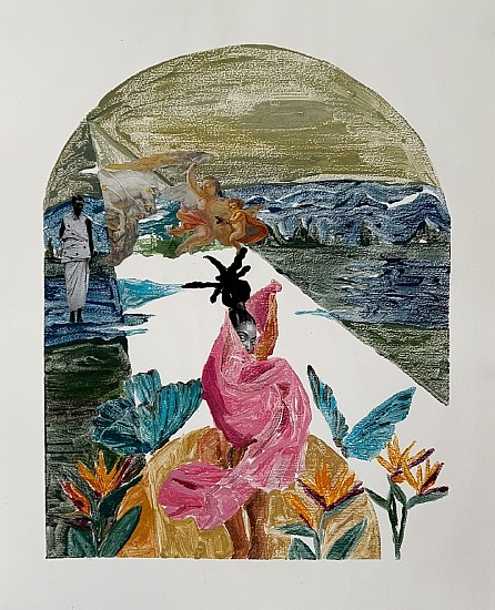 KEABETSWE SEEMA, AT FIRST IT WAS JUST RAIN
2025, OIL-BASED MONOPRINT AND COLLAGE ON FABRIANO