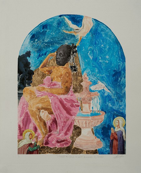 KEABETSWE SEEMA, I TURNT MY BACK ON WHAT QUENCHES MY THIRST
2025, OIL-BASED MONOPRINT AND COLLAGE ON FABRIANO