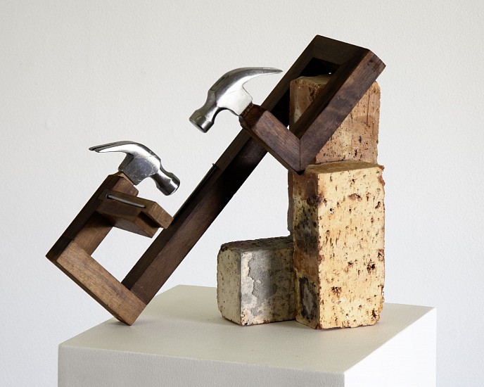 WARREN MAROON, THE HANDSHAKE'S NOT WORTH THE GRIP 8
2026, IMBUIA, STAINLESS STEEL AND BRICK