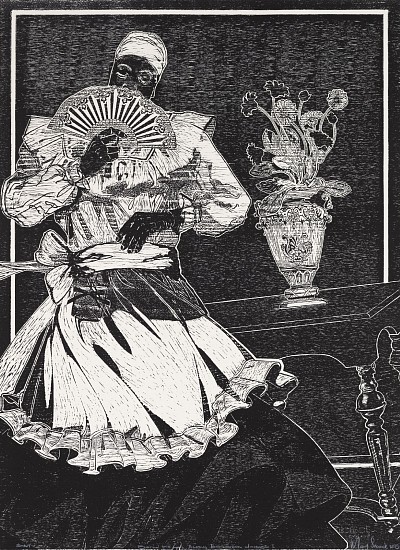 MARY SIBANDE, BEHIND THE FAN, AMONG BARBERTON DAISIES (I)
2025, WOODCUT