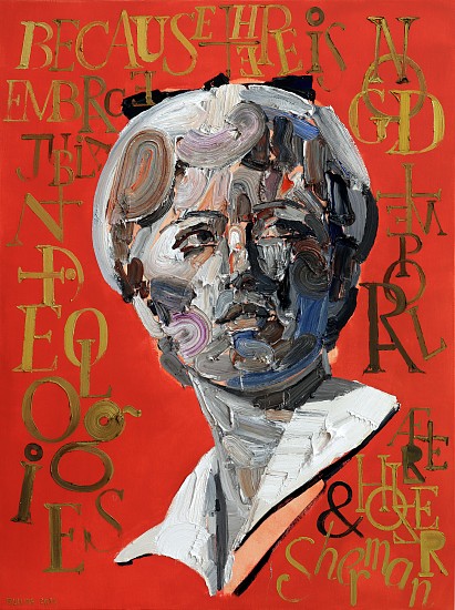 NIGEL MULLINS, BECAUSE THERE IS NO GOD. AFTER JENNY HOLZER AND CINDY SHERMAN
2026, Oil on Canvas