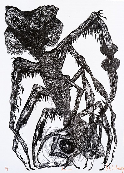 LADY SKOLLIE, CAGN BETWEEN A ROCK AND A HARD PLACE
2019, LITHOGRAPH ON FABRIANO